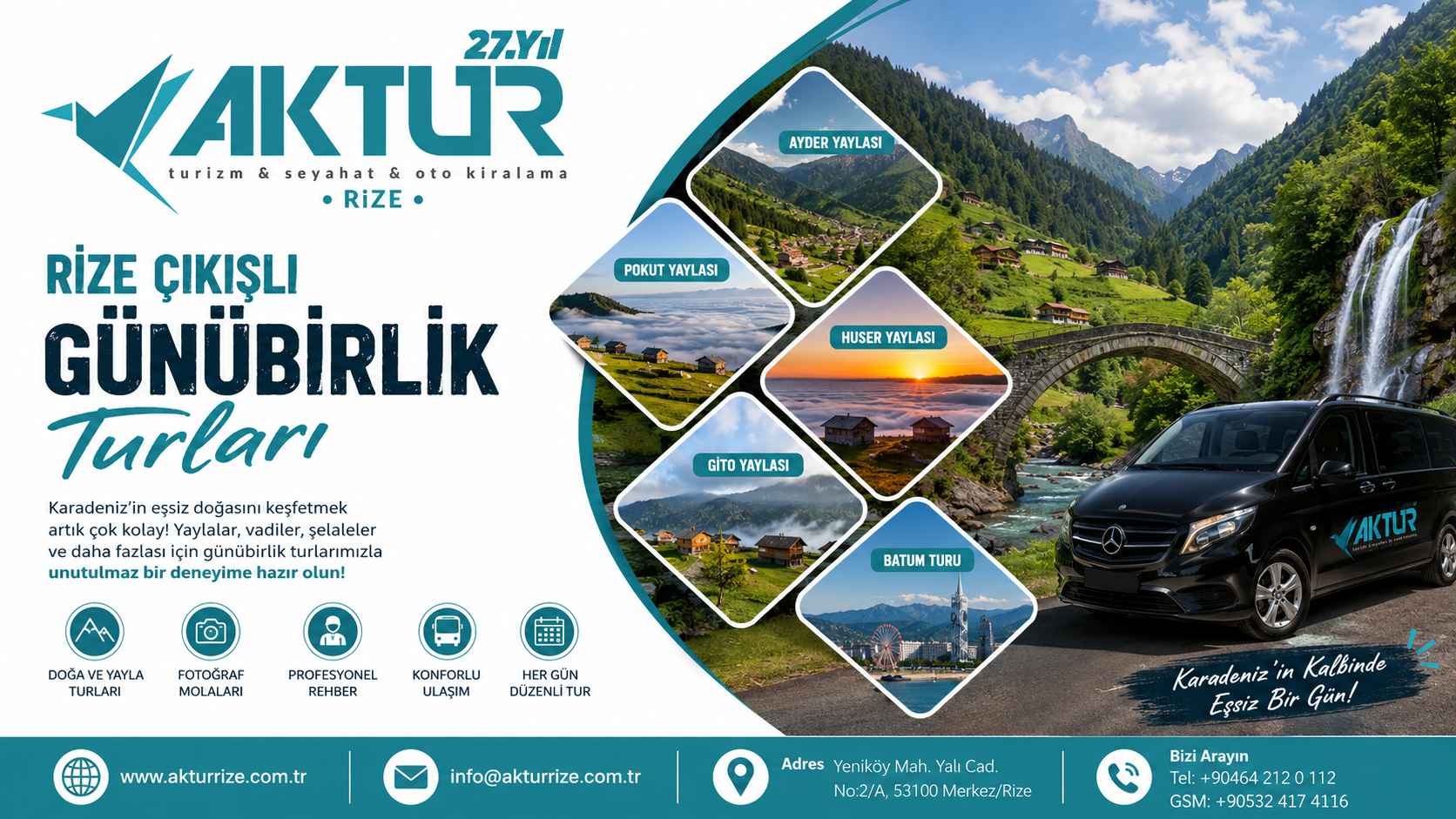 Aktur Rize Turizm ile Karadeniz'i Keşfedin Aktur Rize Turizm Huser Yaylası ve Günübirlik Rize Turları