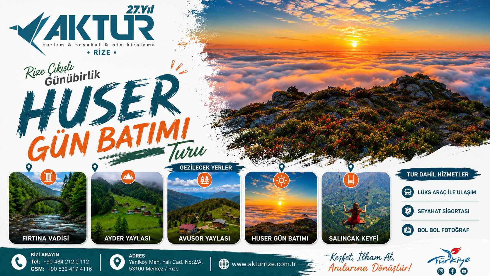 Huser Yaylası Gün Batımı | Rize Yaylaları ve Karadeniz Tur Programı Huser Yaylası Gün Batımı Turu - Rize Günübirlik Turlar ve Karadeniz Manzaraları