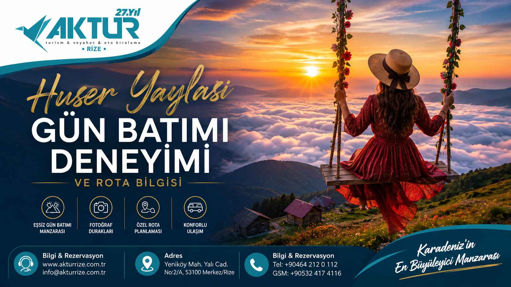 Huser Yaylası Gün Batımı Deneyimi ve Rota Bilgisi Huser Yaylası gün batımı manzarası, Rize yaylaları ve günübirlik tur rotaları
