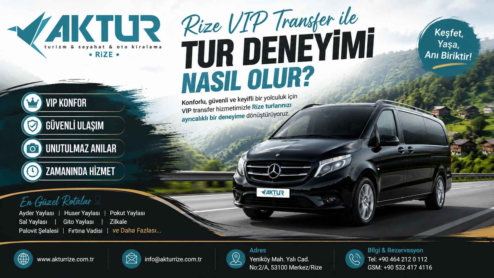 Rize VIP Turlar Rize VIP Turlar ile Mercedes Vito ve Mercedes Sprinter eşliğinde Karadeniz gezi deneyimi
